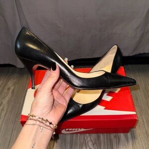 Christian Louboutin Patent Leather Kitten Heel Black Red Bottom Womens EU Sz 39